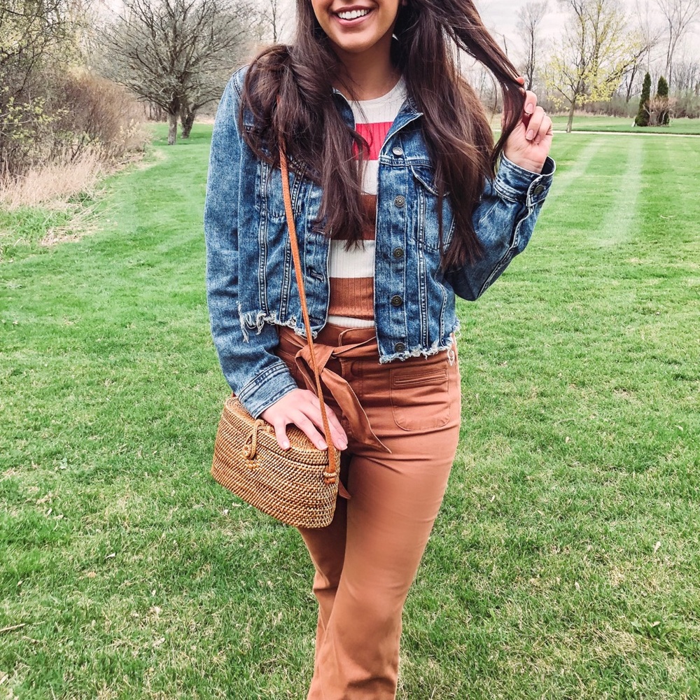Express High-Waist Wide-Leg Pants in Camel Brown